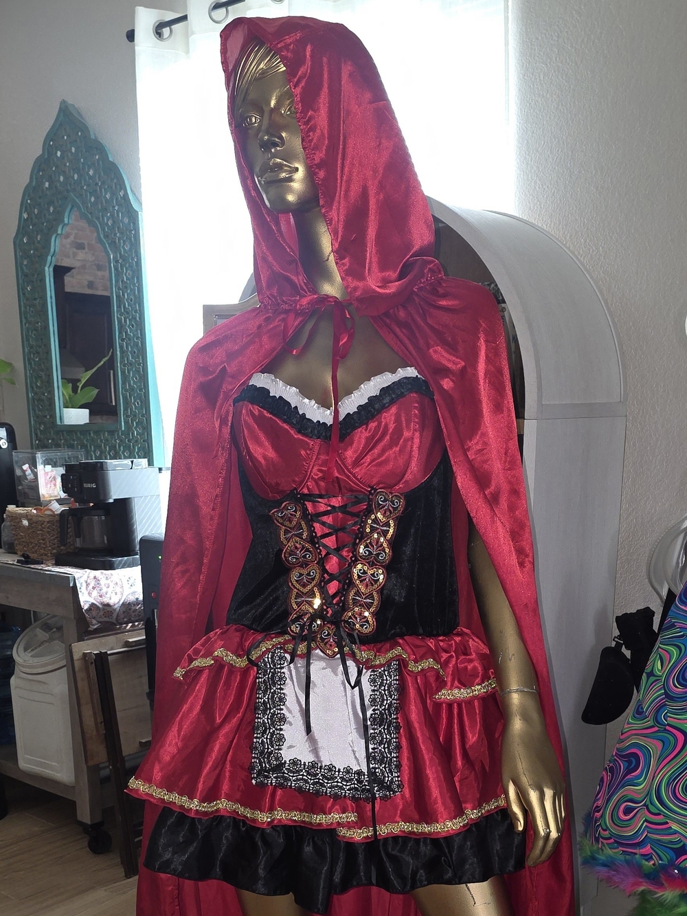 Red Velvet Hooded Little Red Riding Hood Womans Plus Size Costume